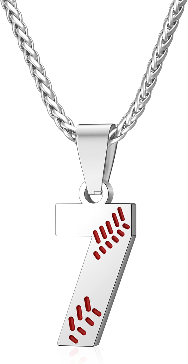 Wikavanli Personalized Baseball Jersey Number 00-99 Necklace - Stainless Steel Baseball Chain Pendant Necklace - Team Jewelry Gift for Boys, Girls, Men, Women - Image 1